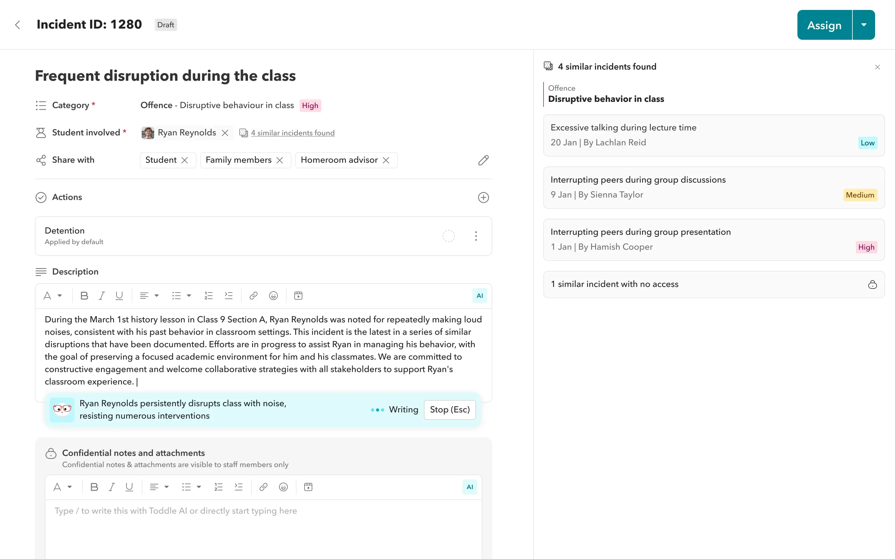 AI-powered incident report writing