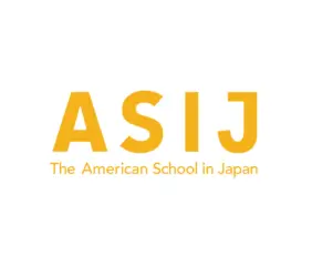 ASIJ school logo in gold yellow with text The American School in Japan
