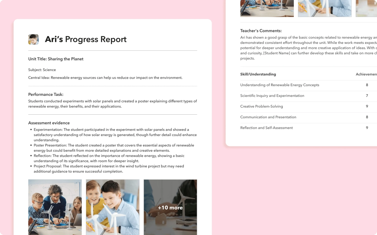 Integration with progress reports image