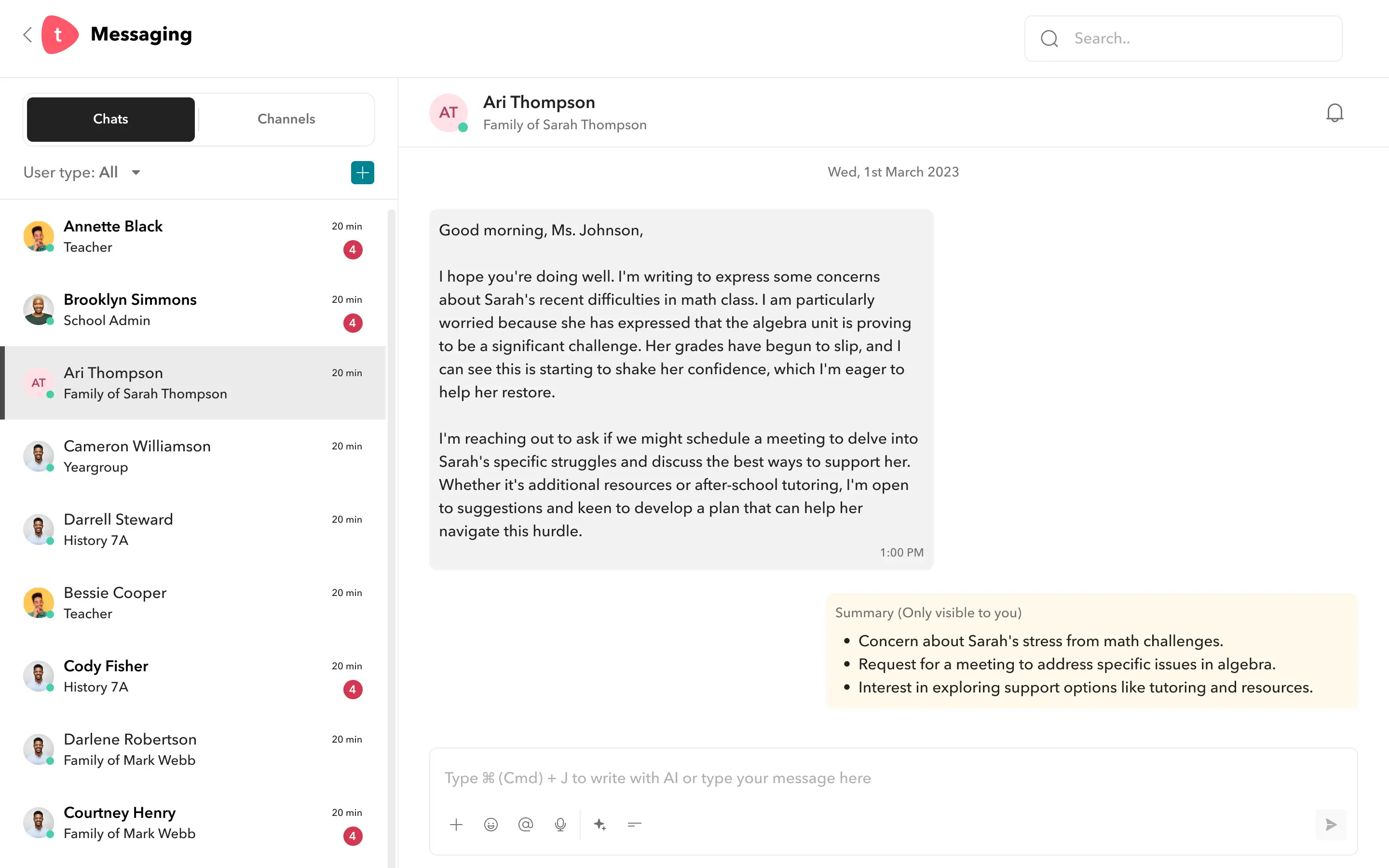 Summarise chats image