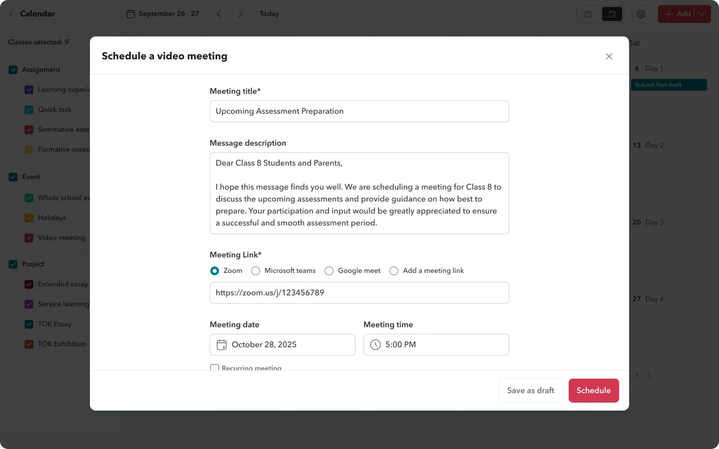 Events and video calls image