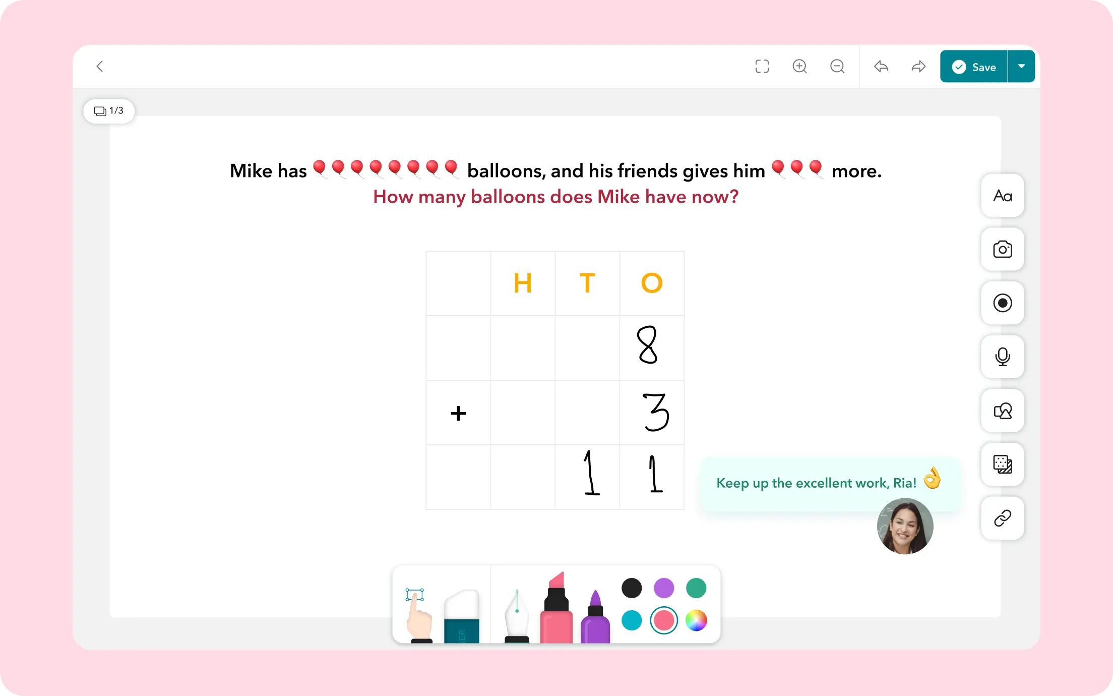 Screenshot showing quizzes, games, and activities in the Toddle Workbook