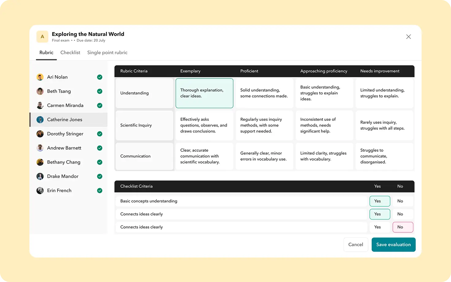 Evaluate with Assessment tools