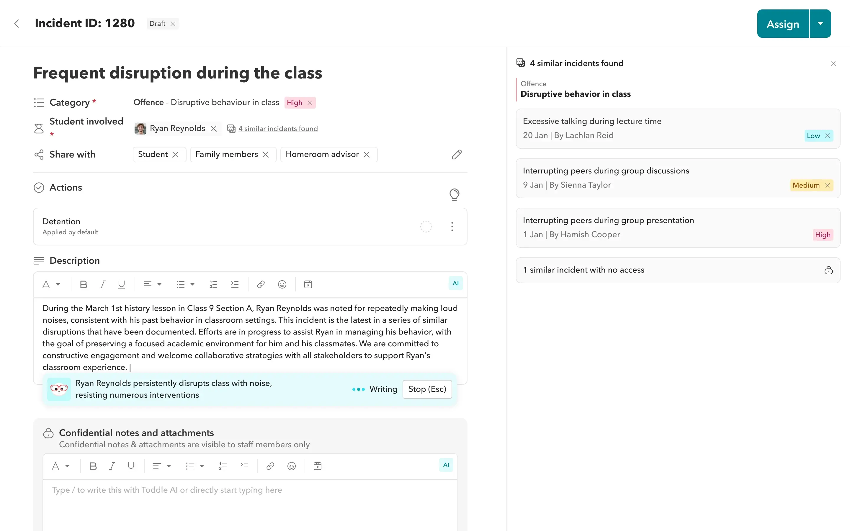 Draft nuanced behavior reports