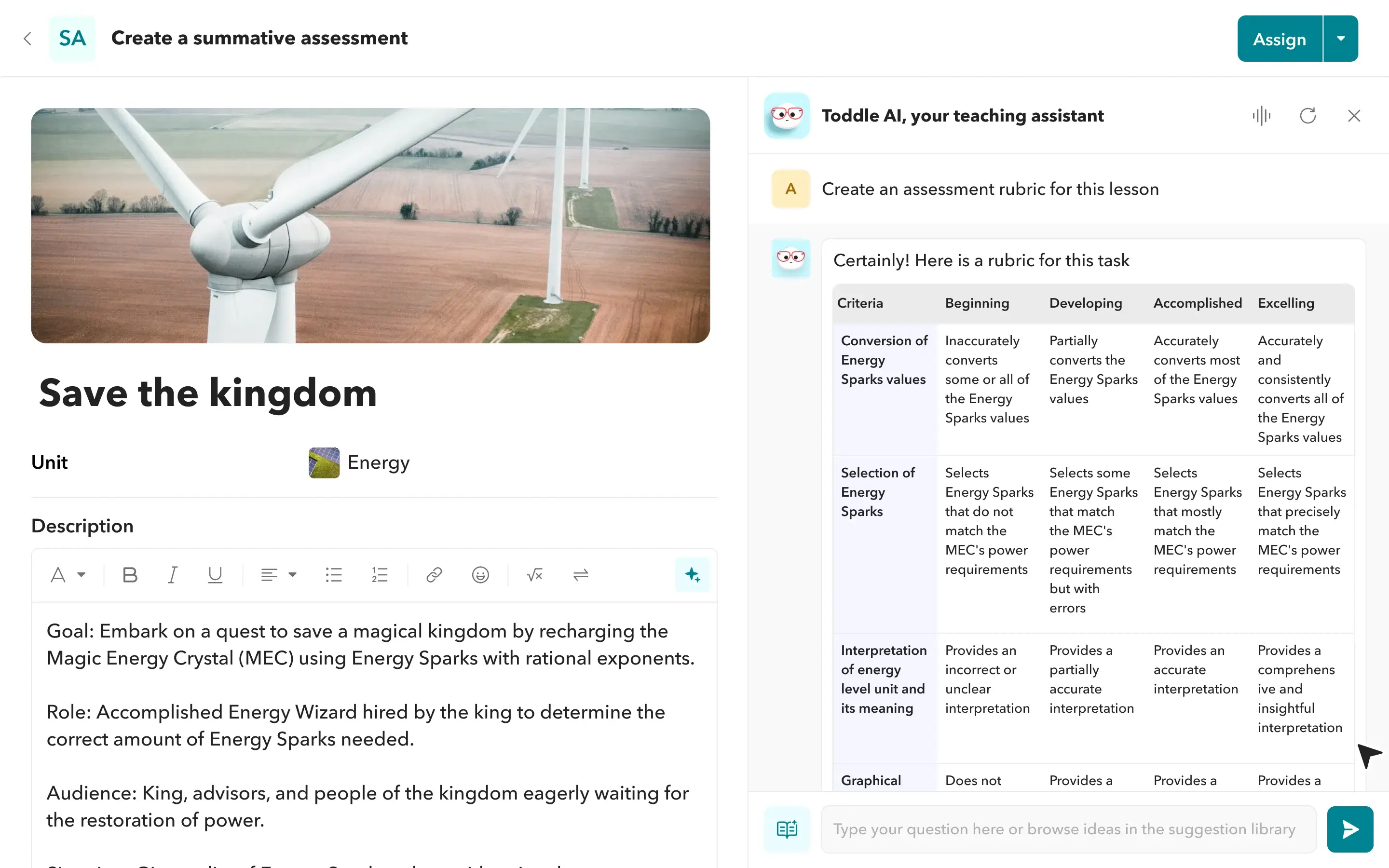 Generate assessment tools