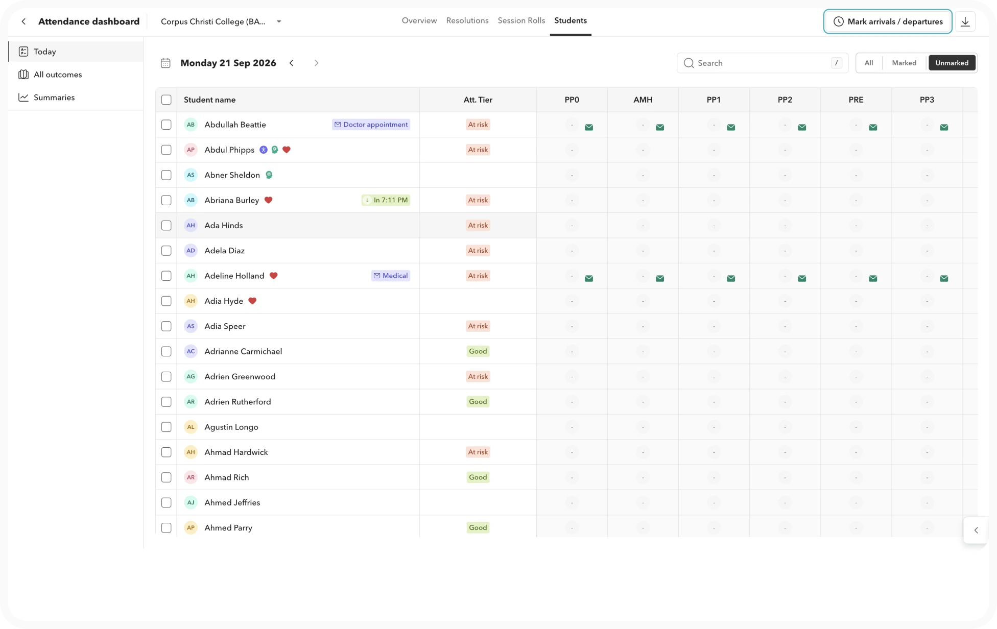 Class Operations Toddle class operations dashboard showing attendance, timetable, and calendar management