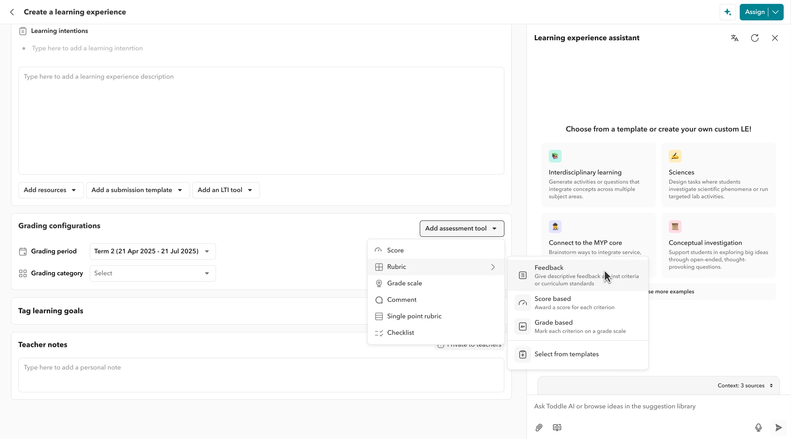 Wide range of assessment tools