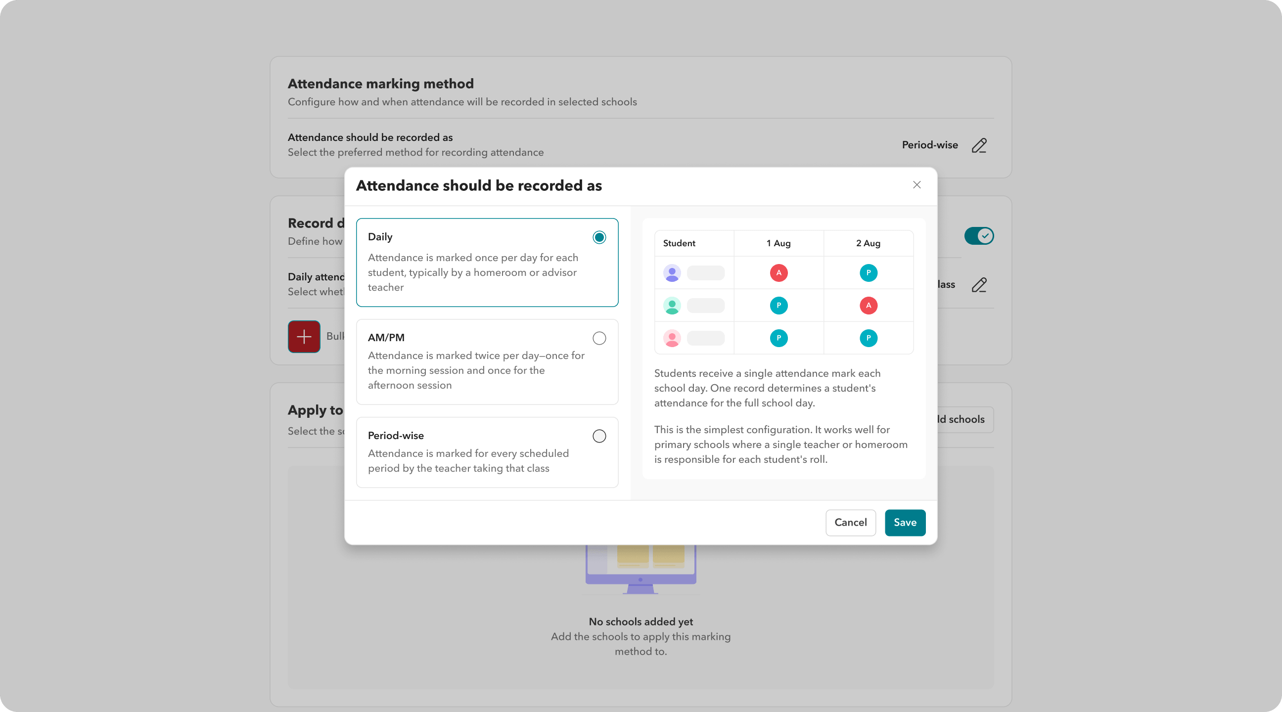 Flexible attendance tracking