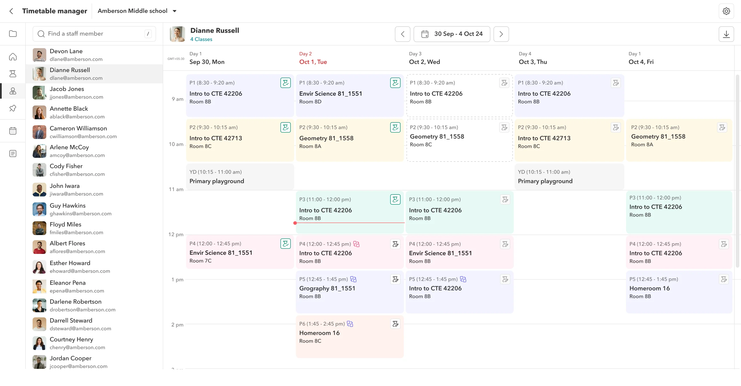 Personalized teacher and student timetables