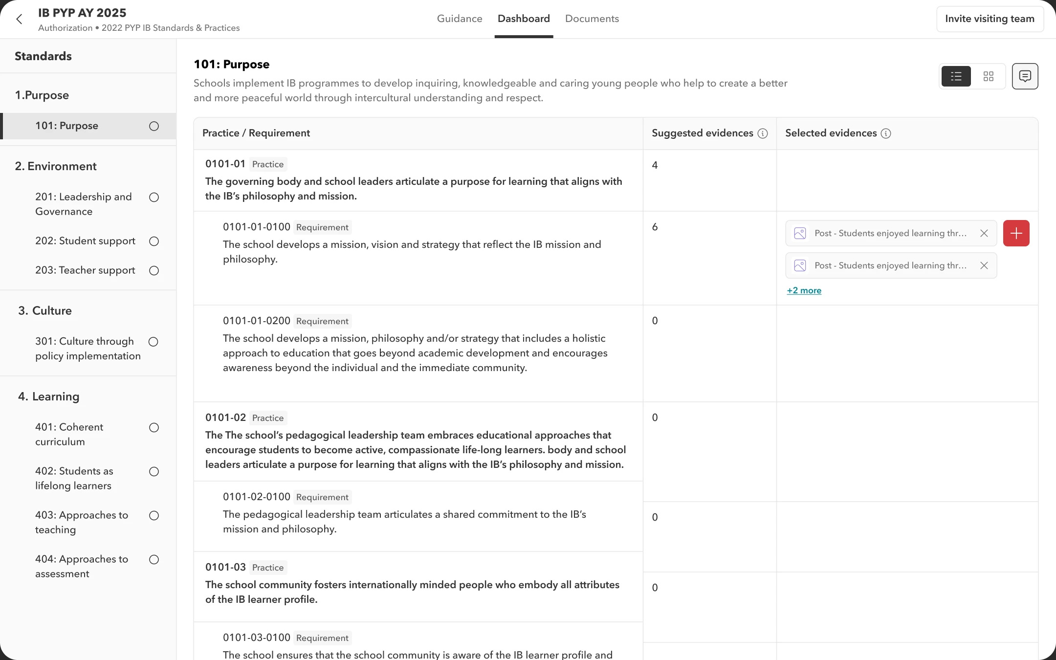 Review evidence centrally