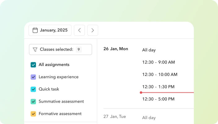 Attendance, timetable, and calendar - Toddle product mockup