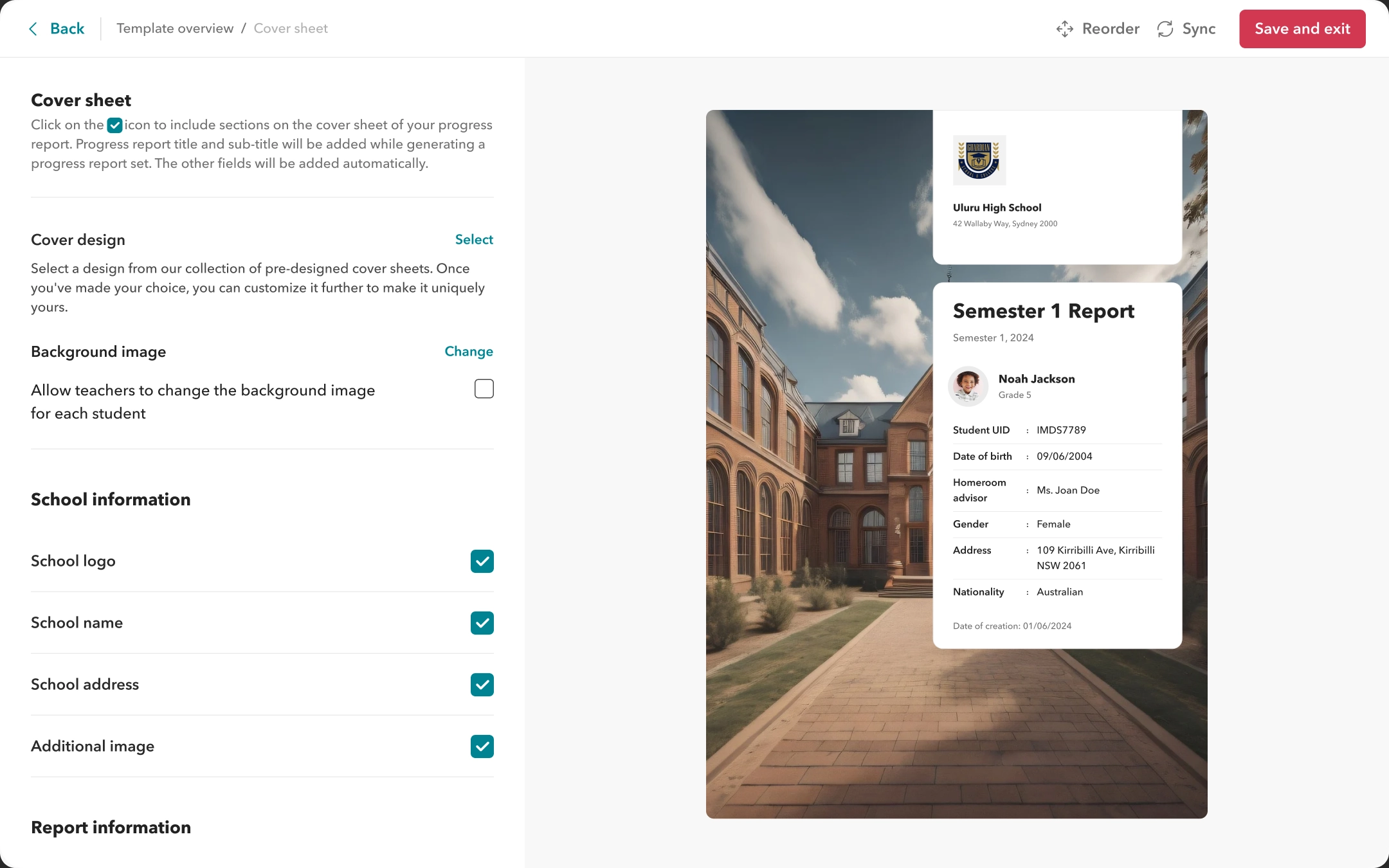 Reporting templates
