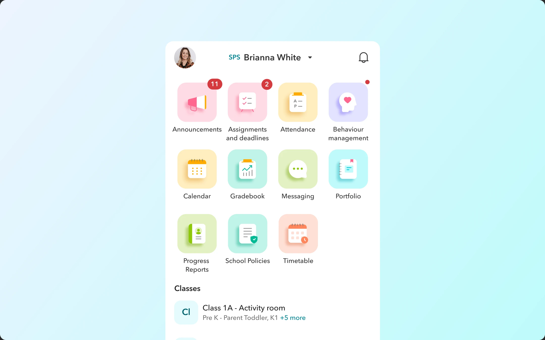 One app for families, one inbox for teachers - product mockup