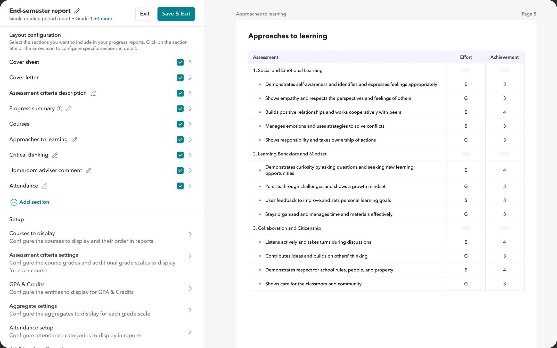 Reporting templates