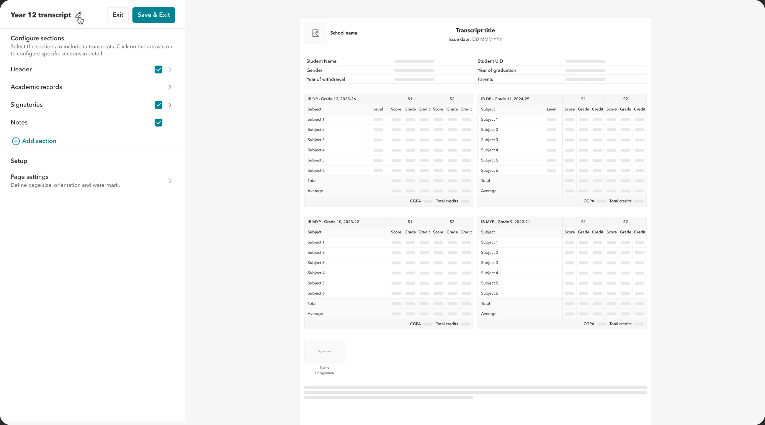 Transcripts in your format